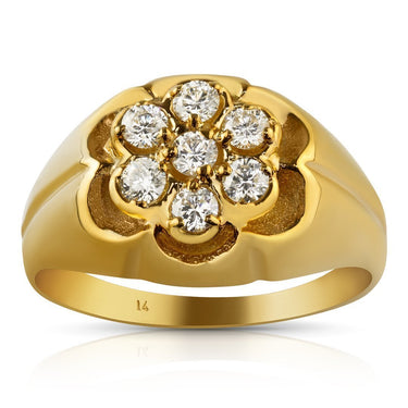 10K Yellow Solid Gold Mens Diamond Ring 0.25 Ctw